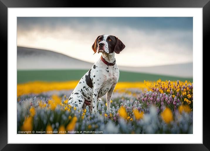 An English Pointer dog, healthy and attentive to p Framed Mounted Print by Joaquin Corbalan