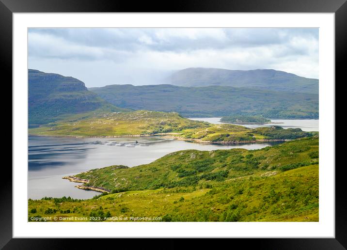 Fish farm in the loch Framed Mounted Print by Darrell Evans