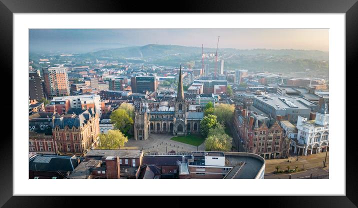 Sheffield Cathedral Sunrise Framed Mounted Print by Apollo Aerial Photography