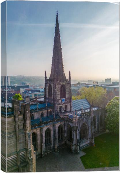 Sheffield Cathedral Sunrise Canvas Print by Apollo Aerial Photography