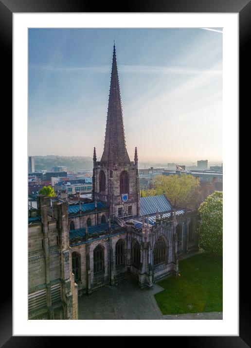 Sheffield Cathedral Sunrise Framed Mounted Print by Apollo Aerial Photography