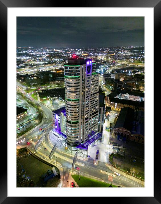 Leeds at Night Framed Mounted Print by Apollo Aerial Photography