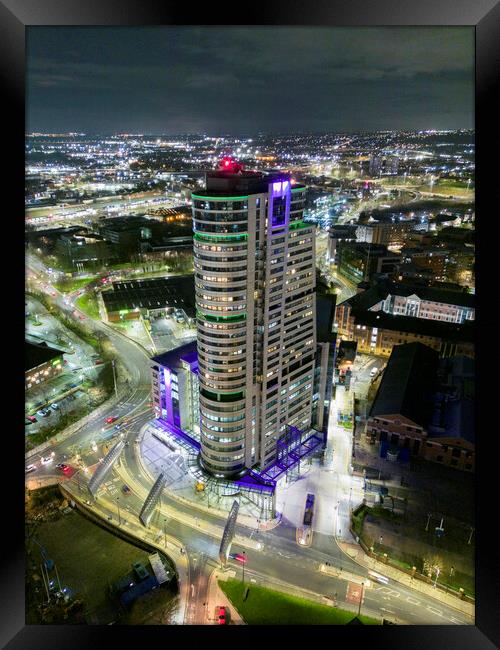 Leeds at Night Framed Print by Apollo Aerial Photography