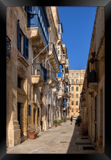 Street and Traditional Houses in Malta Framed Print by Artur Bogacki