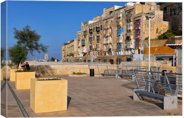 Square and Houses in Valletta City in Malta Canvas Print by Artur Bogacki