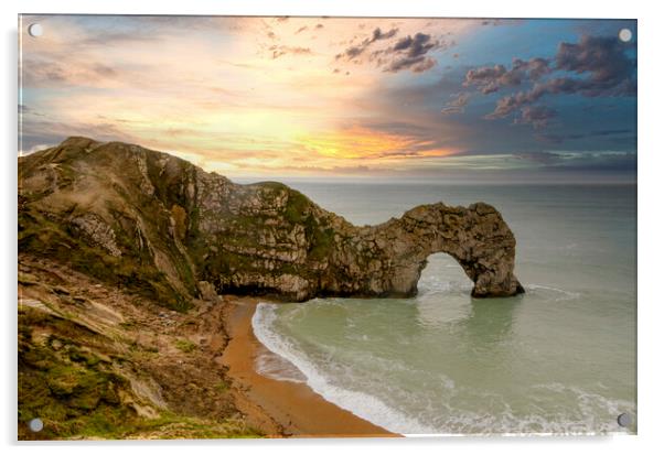 Durdle Door: Iconic Natural Wonder. Acrylic by Steve Smith