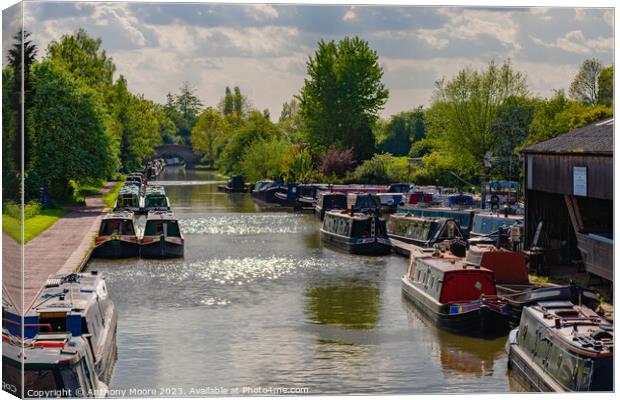 Marina on The Grand Union Canal,Braunston. Canvas Print by Anthony Moore