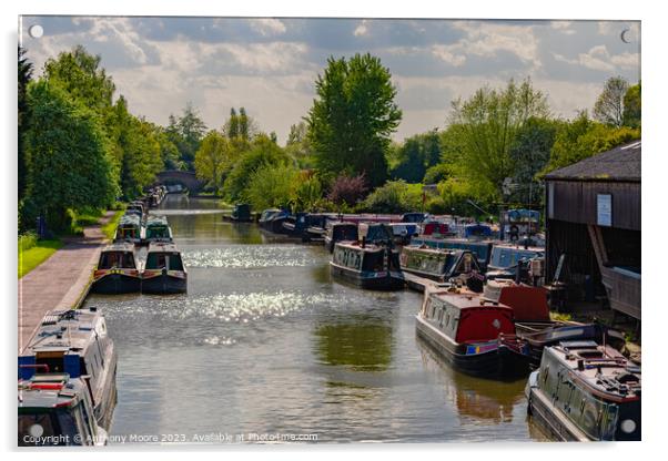 Marina on The Grand Union Canal,Braunston. Acrylic by Anthony Moore