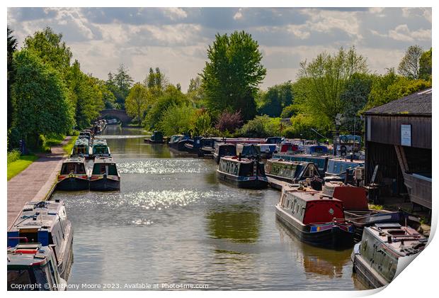 Marina on The Grand Union Canal,Braunston. Print by Anthony Moore