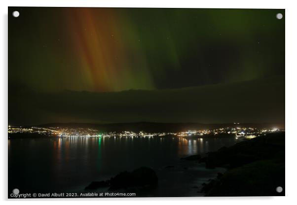 Northern Lights Over Brie Wick Shetland Islands Acrylic by David Albutt