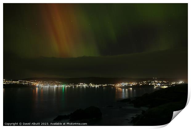 Northern Lights Over Brie Wick Shetland Islands Print by David Albutt