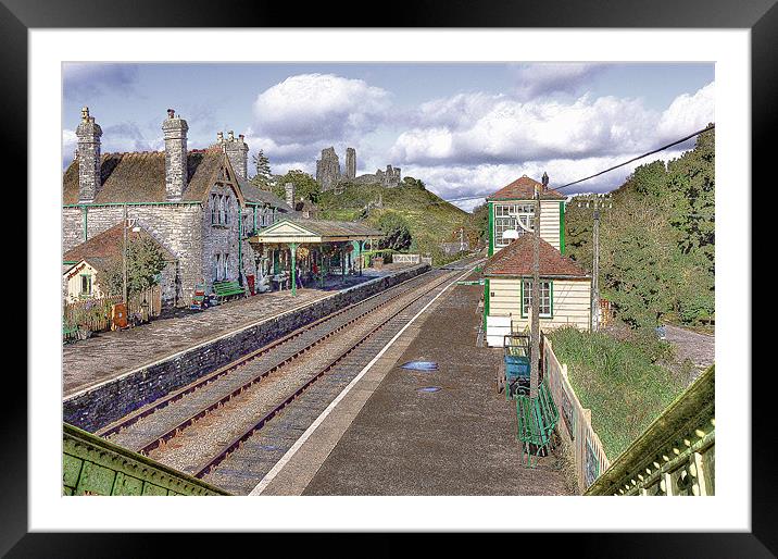 Corfe Castle Station Framed Mounted Print by Louise Godwin