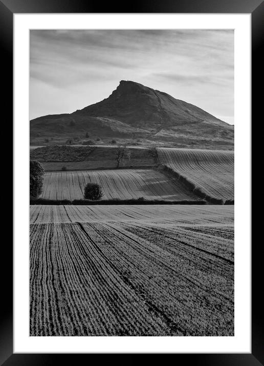 Roseberry Topping Black and White Framed Mounted Print by Tim Hill