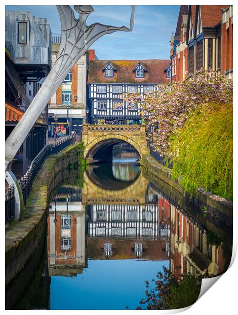 High Bridge, Lincoln - reflections Print by Andrew Scott