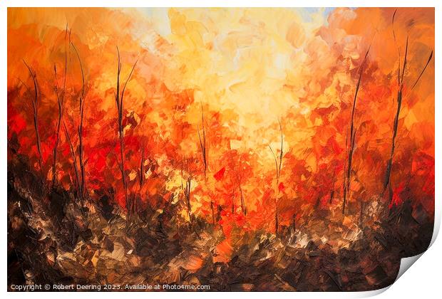 forest wildfire Print by Robert Deering