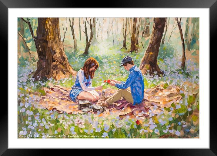 Romance In Bluebell Woods Framed Mounted Print by Robert Deering