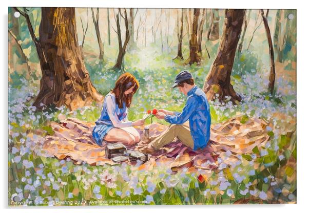 Romance In Bluebell Woods Acrylic by Robert Deering
