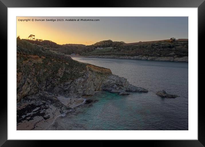 Looking towards Maenporth Beach at sunset Framed Mounted Print by Duncan Savidge