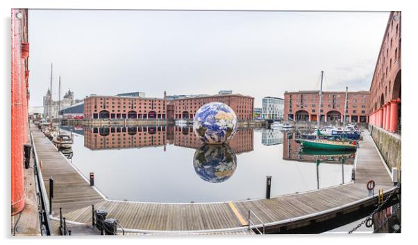 Floating Earth in Liverpool's Royal Albert Dock Acrylic by Jason Wells