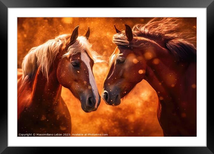 Couple of brown horses Framed Mounted Print by Massimiliano Leban