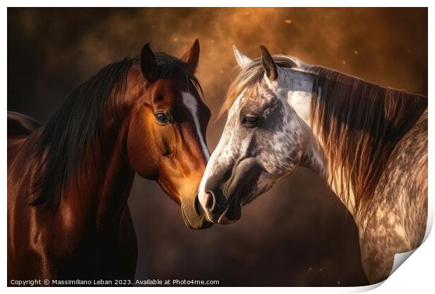 Two horses Print by Massimiliano Leban