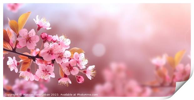 Spring pink flowers Print by Massimiliano Leban