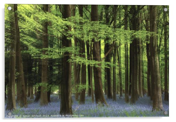  Creative  bluebell wood Acrylic by Simon Johnson