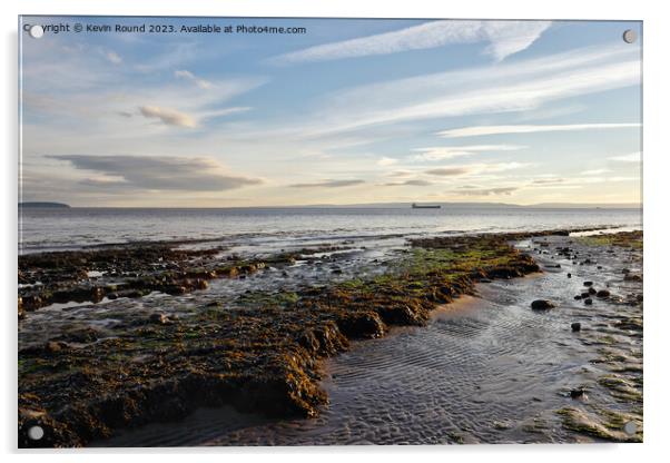 Severn Estuary Lavernock Acrylic by Kevin Round