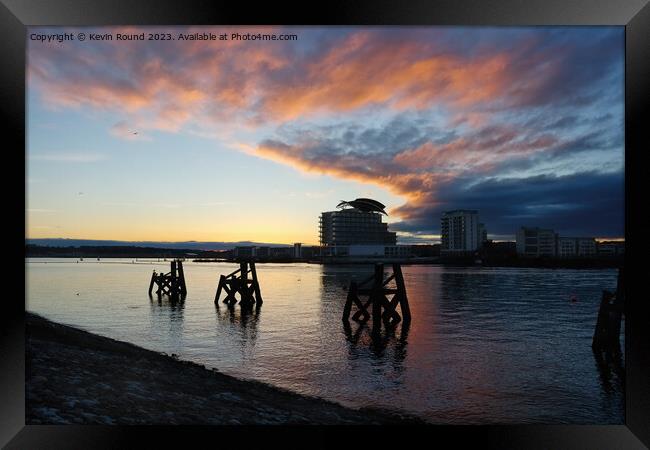 Cardiff bay sunset Framed Print by Kevin Round