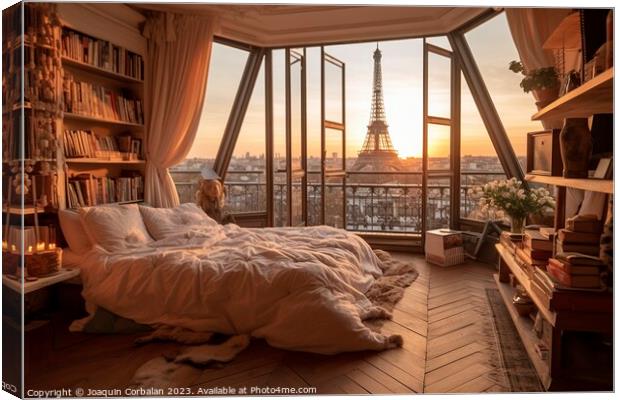  Paris reveals its soul through grandiose windows, captivating h Canvas Print by Joaquin Corbalan