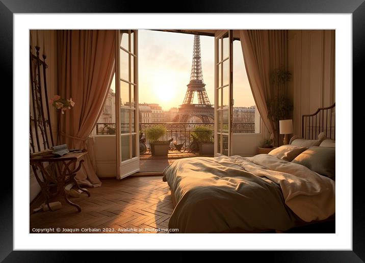 Luxurious room with views of the city of Paris. Ai generated. Framed Mounted Print by Joaquin Corbalan