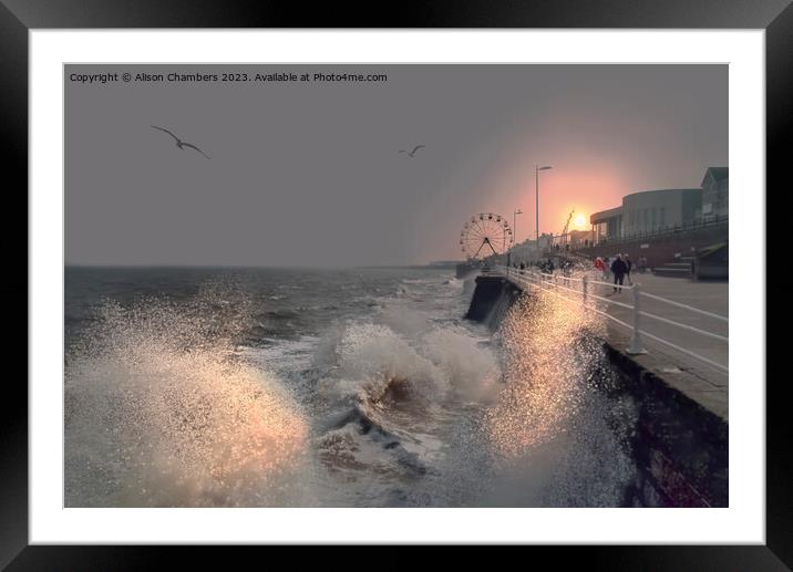 Bridlington Coast at Sunset Framed Mounted Print by Alison Chambers