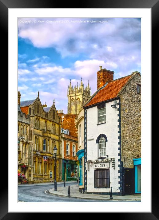 Glastonbury Town Centre Framed Mounted Print by Alison Chambers