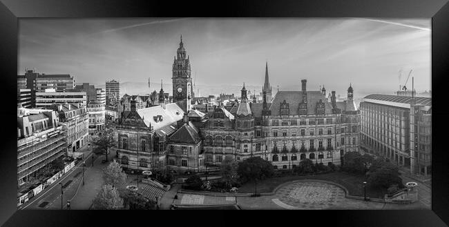 Sheffield Town Hall Black and White Framed Print by Apollo Aerial Photography
