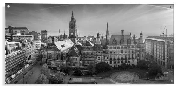 Sheffield Town Hall Black and White Acrylic by Apollo Aerial Photography