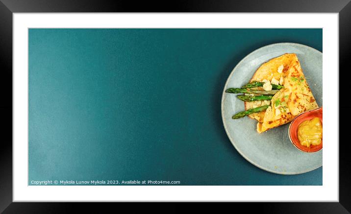 Omelet with greens, space for text Framed Mounted Print by Mykola Lunov Mykola