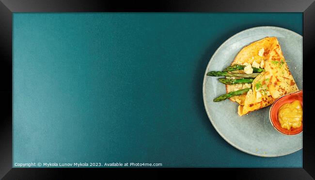 Omelet with greens, space for text Framed Print by Mykola Lunov Mykola