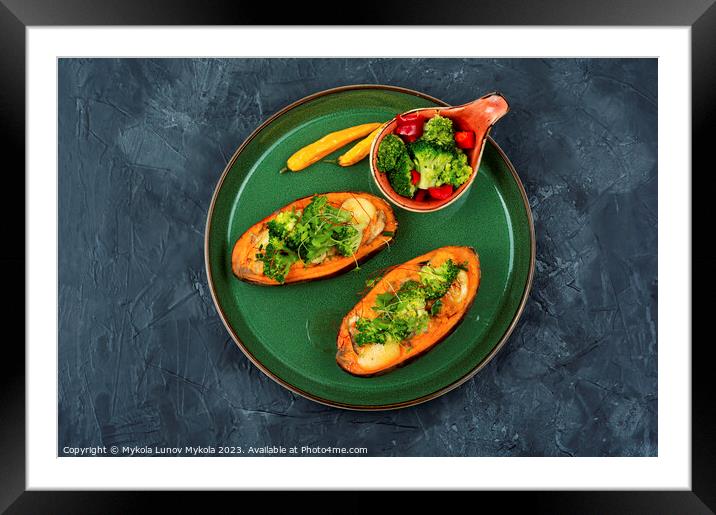 Sweet potato stuffed with vegetables. Framed Mounted Print by Mykola Lunov Mykola