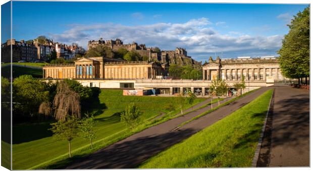 Princess Street Gardens and Edinburgh Castle Canvas Print by John Frid