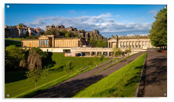 Princess Street Gardens and Edinburgh Castle Acrylic by John Frid