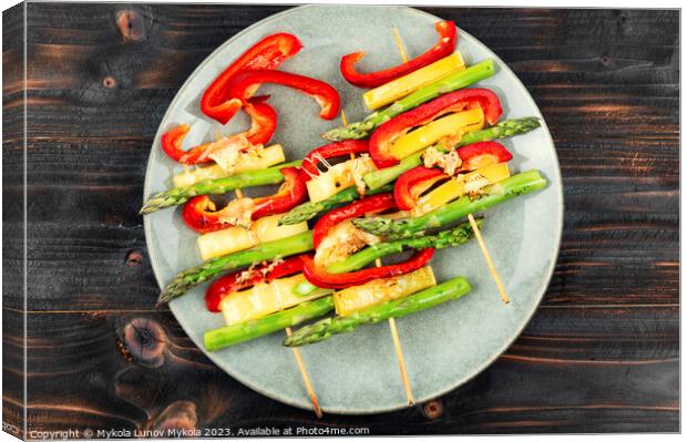 Vegetable skewers with asparagus and cheese. Canvas Print by Mykola Lunov Mykola