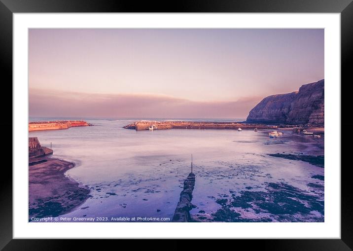 Timeless Charm: Low Tide at Staithes Fishing Port Framed Mounted Print by Peter Greenway