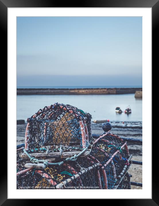 Fisherman's Lobster Pots Drying At Staithes Fishin Framed Mounted Print by Peter Greenway