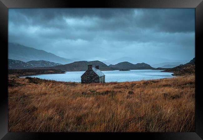 Moody morning at Loch Stack Framed Print by Miles Gray