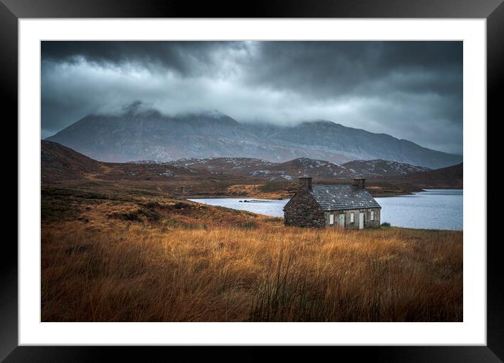 Moody morning at Loch Stack Framed Mounted Print by Miles Gray