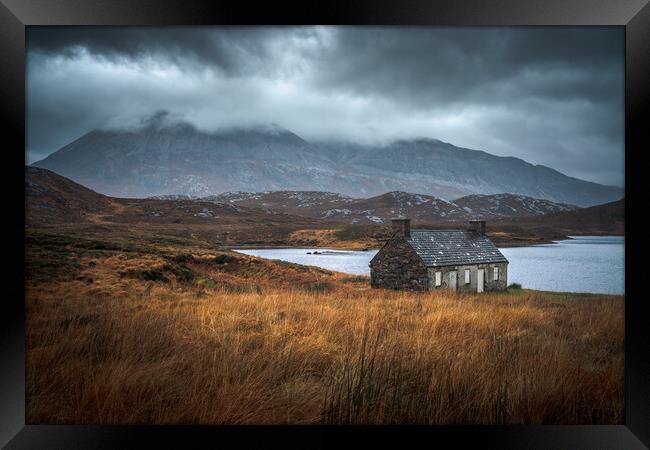 Moody morning at Loch Stack Framed Print by Miles Gray