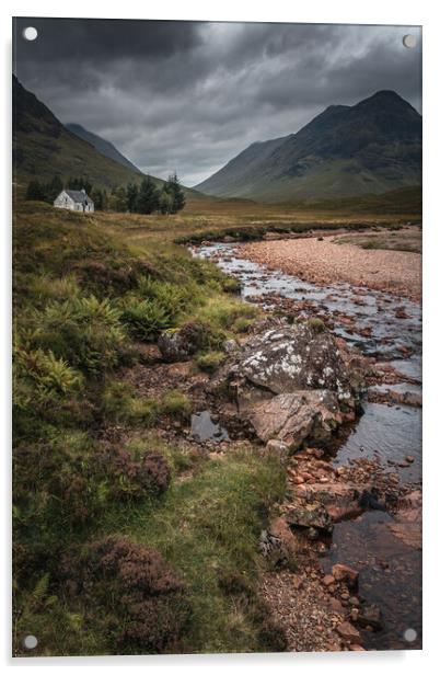 Lagangarbh Hut Glen Coe Acrylic by Miles Gray