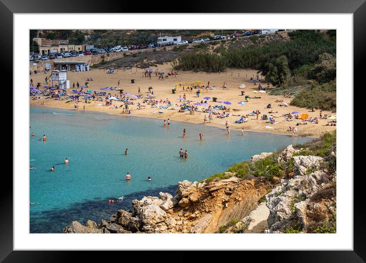 Golden Bay Beach In Malta Framed Mounted Print by Artur Bogacki