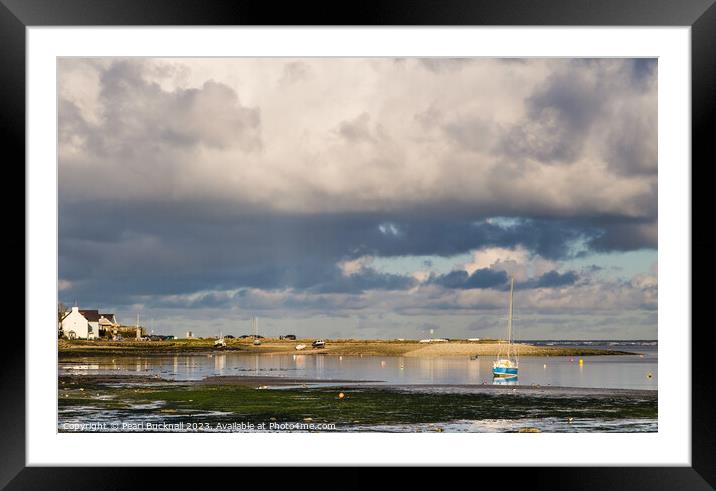 Moody Red Wharf Bay Anglesey Framed Mounted Print by Pearl Bucknall