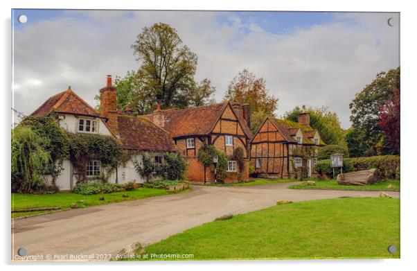 English Village Turville Buckinghamshire England Acrylic by Pearl Bucknall